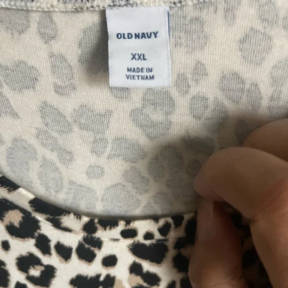 NWT Old Navy Black and White Leopard Print Maxi Sundress Short Cuffed Sleeves - Picture 3 of 5